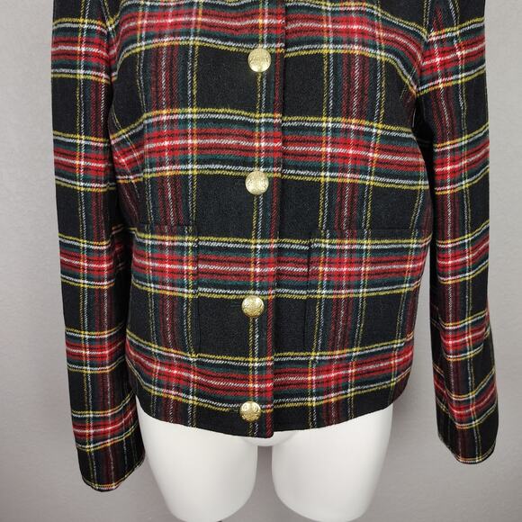 J. Crew Factory Stewart Tartan Wool-Blend Lady Jacket 12 Plaid Wool Blend Blazer - Picture 10 of 15
